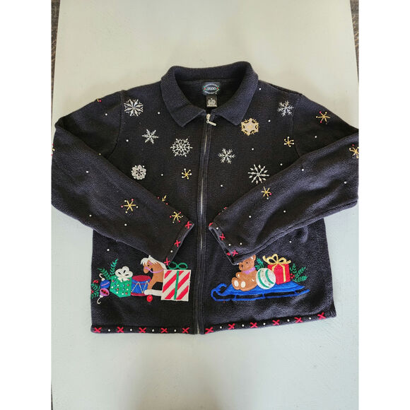 Designers Originals Studio Women's Christmas Sweater with Santa M - Picture 1 of 4